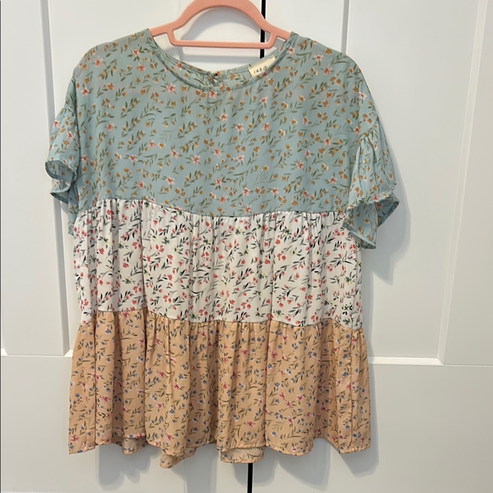 1.4.3. Story by Line Up Green Tiered Blouse